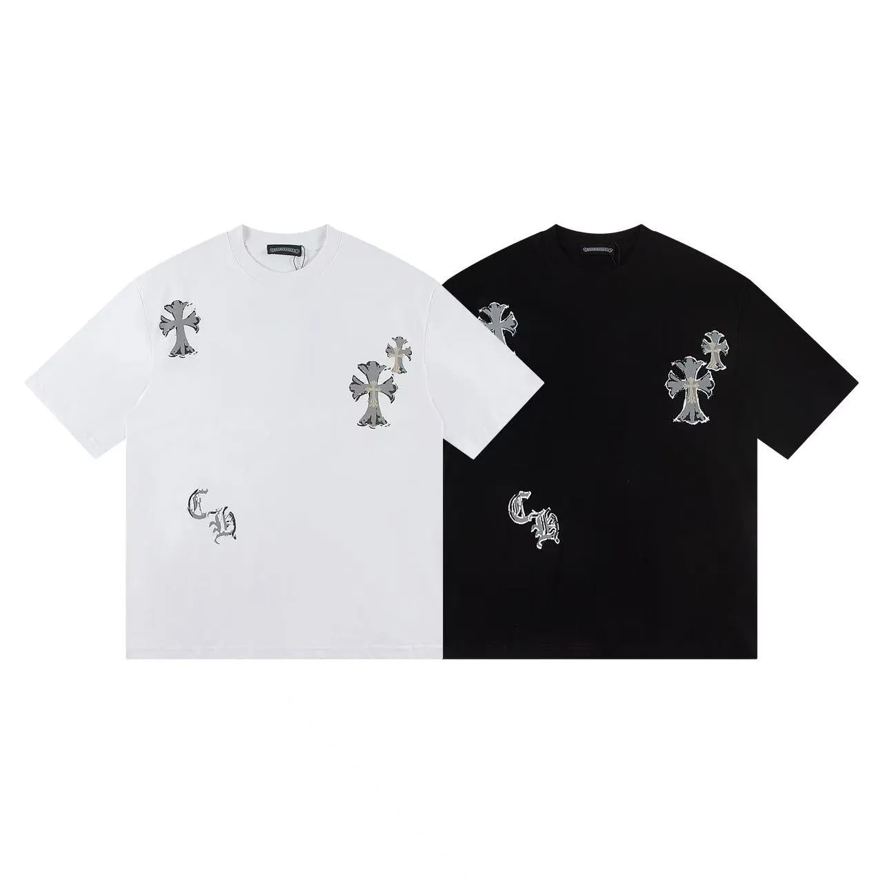 🅿️150 Style: 2025 new Croix Heart short-sleeved T-shirt Material: High version 300g double yarn combed cotton Size: S～XL Color: Black Style number: Z023